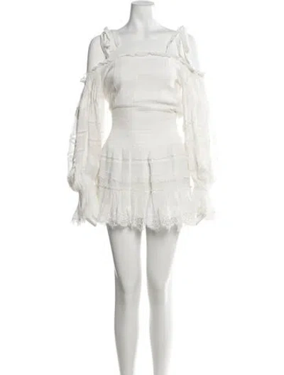 Pre-owned Rococo Sand Off-the-shoulder Mini Dress W/ Tags In White