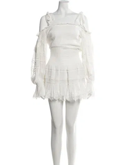 Pre-owned Rococo Sand Off-the-shoulder Mini Dress W/ Tags In White