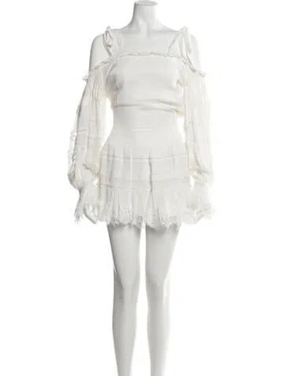 Pre-owned Rococo Sand Off-the-shoulder Mini Dress W/ Tags In White