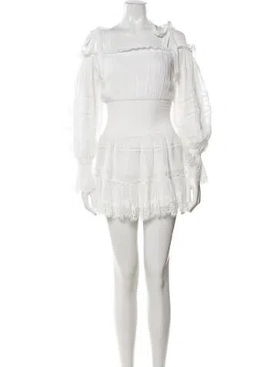 Pre-owned Rococo Sand Off-the-shoulder Mini Dress W/ Tags In White