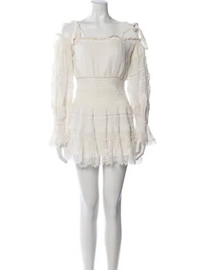 Pre-owned Rococo Sand Off-the-shoulder Mini Dress In White