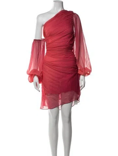 Pre-owned Rococo Sand One-shoulder Mini Dress W/ Tags In Red