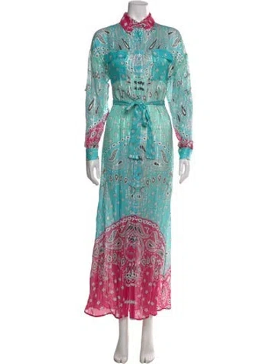 Pre-owned Rococo Sand Paisley Print Long Dress In Blue