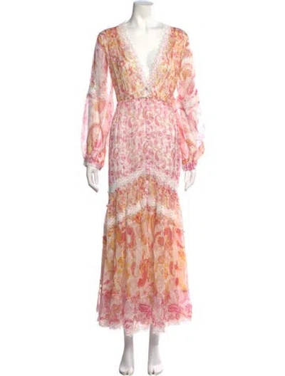 Pre-owned Rococo Sand Paisley Print Long Dress W/ Tags In Pink