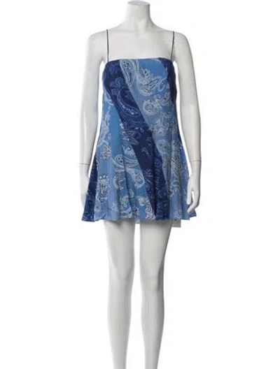 Pre-owned Rococo Sand Paisley Print Mini Dress In Blue