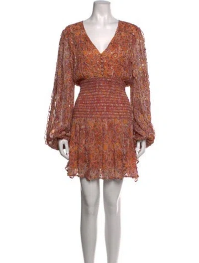Pre-owned Rococo Sand Paisley Print Mini Dress In Brown