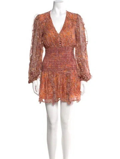 Pre-owned Rococo Sand Paisley Print Mini Dress In Orange