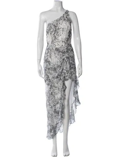 Pre-owned Rococo Sand Patterned Long Dress In Metallic/white