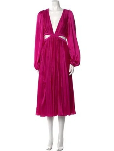 Pre-owned Rococo Sand Plunge Neckline Midi Length Dress In Pink