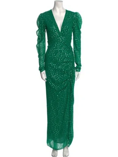 Pre-owned Rococo Sand Polka Dot Print Long Dress In Green