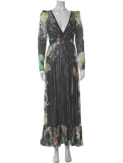 Pre-owned Rococo Sand Printed Long Dress In Black