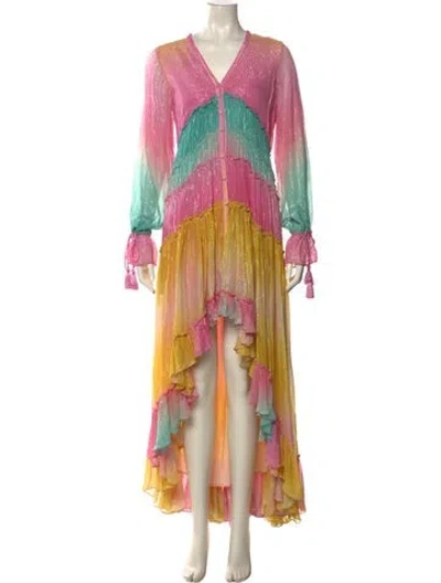 Pre-owned Rococo Sand Printed Long Dress In Blue