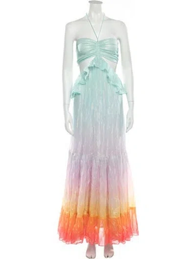 Pre-owned Rococo Sand Printed Long Dress In Green