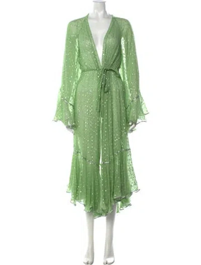 Pre-owned Rococo Sand Printed Long Dress In Green