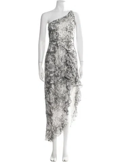 Pre-owned Rococo Sand Printed Long Dress In Grey/white