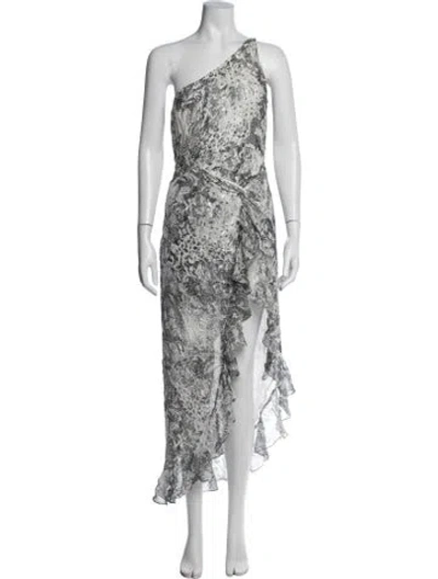 Pre-owned Rococo Sand Printed Long Dress In Metallic/white