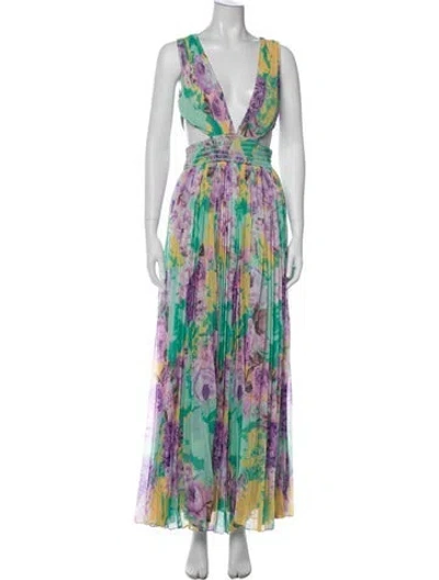 Pre-owned Rococo Sand Printed Long Dress In Multi