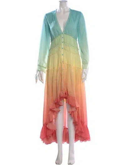 Pre-owned Rococo Sand Printed Long Dress In Multi