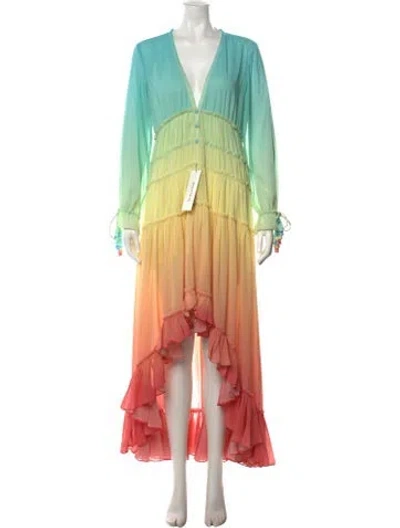Pre-owned Rococo Sand Printed Long Dress In Multi