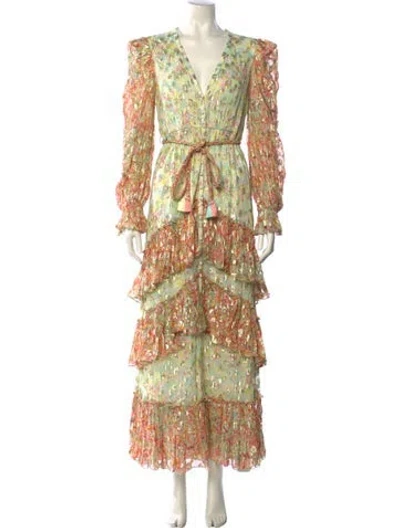 Pre-owned Rococo Sand Printed Long Dress In Neutrals