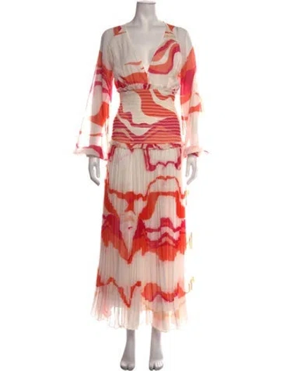 Pre-owned Rococo Sand Printed Long Dress In Orange