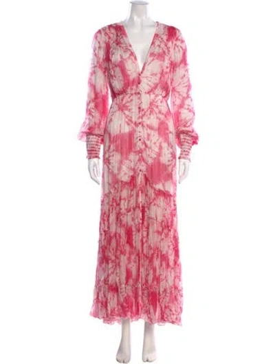 Pre-owned Rococo Sand Printed Long Dress In Pink