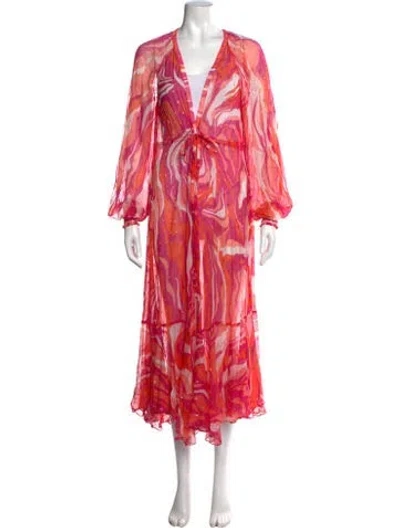 Pre-owned Rococo Sand Printed Long Dress In Pink
