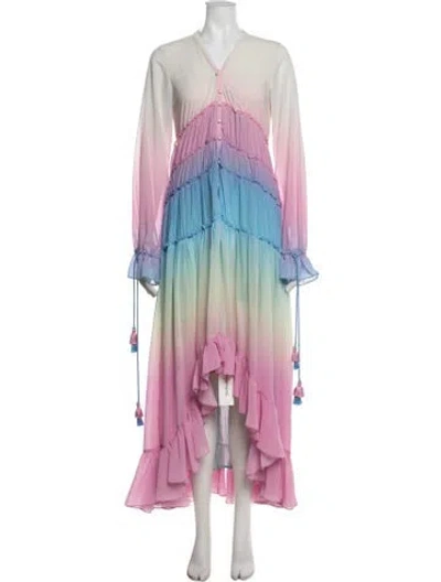 Pre-owned Rococo Sand Printed Long Dress In Pink
