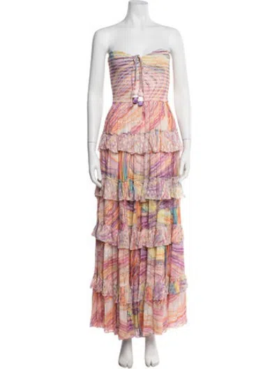 Pre-owned Rococo Sand Printed Long Dress In Pink