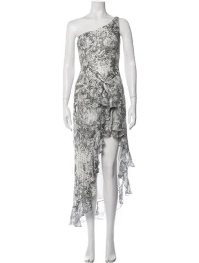 Pre-owned Rococo Sand Printed Long Dress In Silver