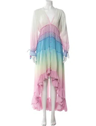 Pre-owned Rococo Sand Printed Long Dress W/ Tags In Blue