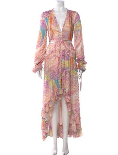 Pre-owned Rococo Sand Printed Long Dress W/ Tags In Pink
