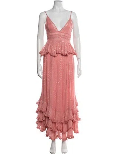Pre-owned Rococo Sand Printed Long Dress W/ Tags In Pink