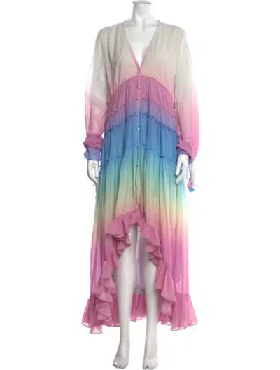 Pre-owned Rococo Sand Printed Long Dress W/ Tags In Pink