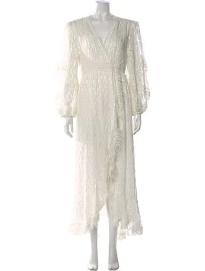 Pre-owned Rococo Sand Printed Long Dress W/ Tags In White