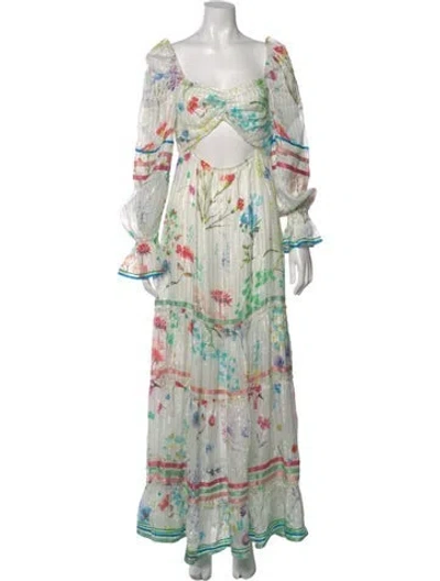 Pre-owned Rococo Sand Printed Long Dress In White
