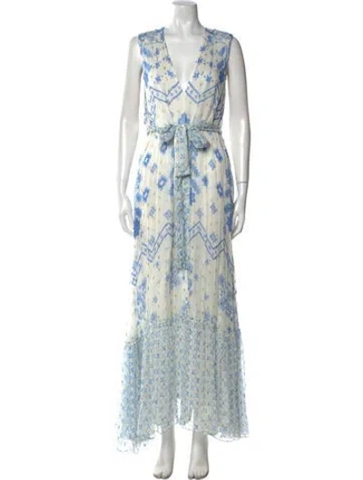 Pre-owned Rococo Sand Printed Long Dress In White