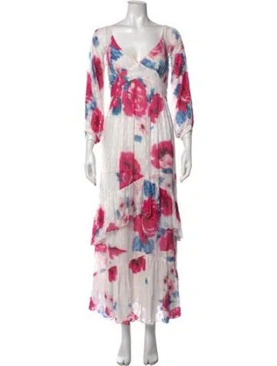 Pre-owned Rococo Sand Printed Long Dress In White