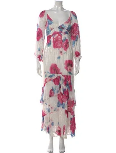 Pre-owned Rococo Sand Printed Long Dress In White