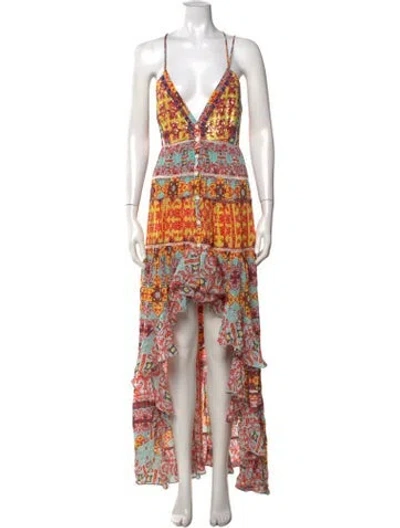 Pre-owned Rococo Sand Printed Long Dress In White