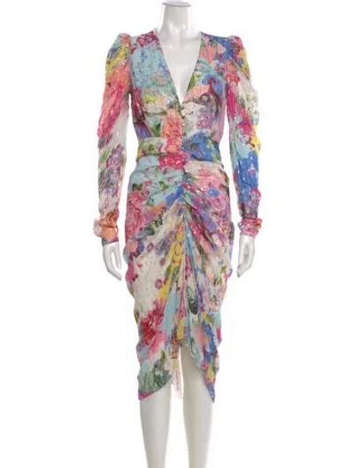 Pre-owned Rococo Sand Printed Midi Length Dress In Blue