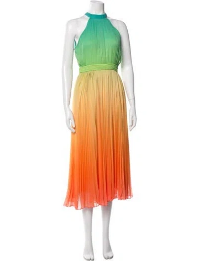 Pre-owned Rococo Sand Printed Midi Length Dress In Green