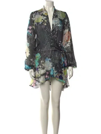 Pre-owned Rococo Sand Printed Mini Dress In Black