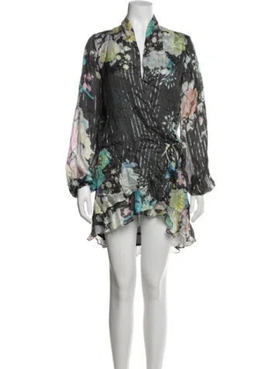 Pre-owned Rococo Sand Printed Mini Dress In Black