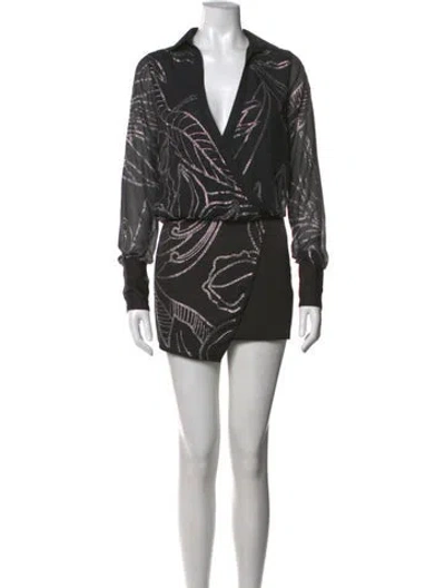 Pre-owned Rococo Sand Printed Mini Dress In Black