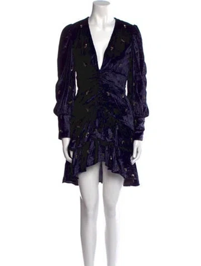 Pre-owned Rococo Sand Printed Mini Dress In Blue