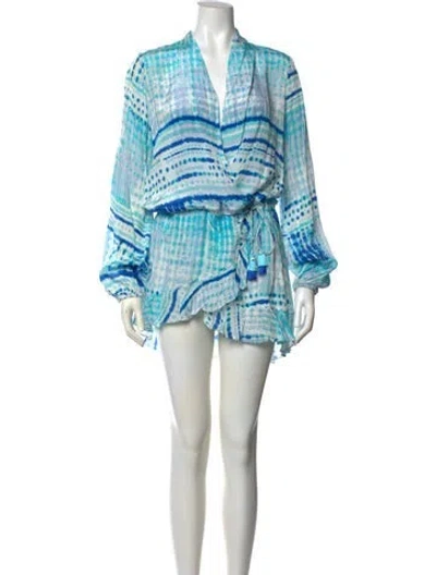 Pre-owned Rococo Sand Printed Mini Dress In Blue