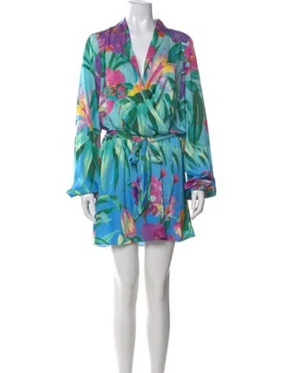 Pre-owned Rococo Sand Printed Mini Dress In Blue