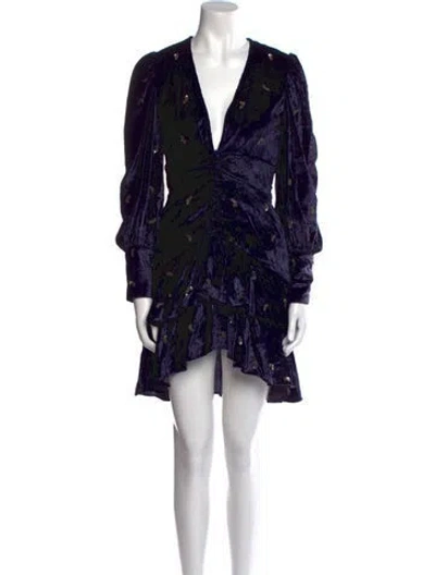 Pre-owned Rococo Sand Printed Mini Dress In Blue