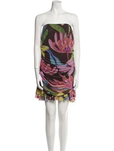 Pre-owned Rococo Sand Printed Mini Dress In Brown